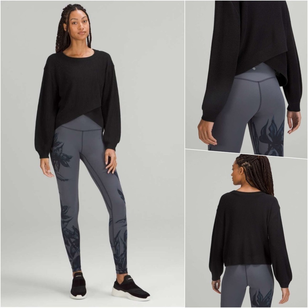 Lululemon Cashmere Reversible Soft Relaxed Sweater Black 10 NWOT